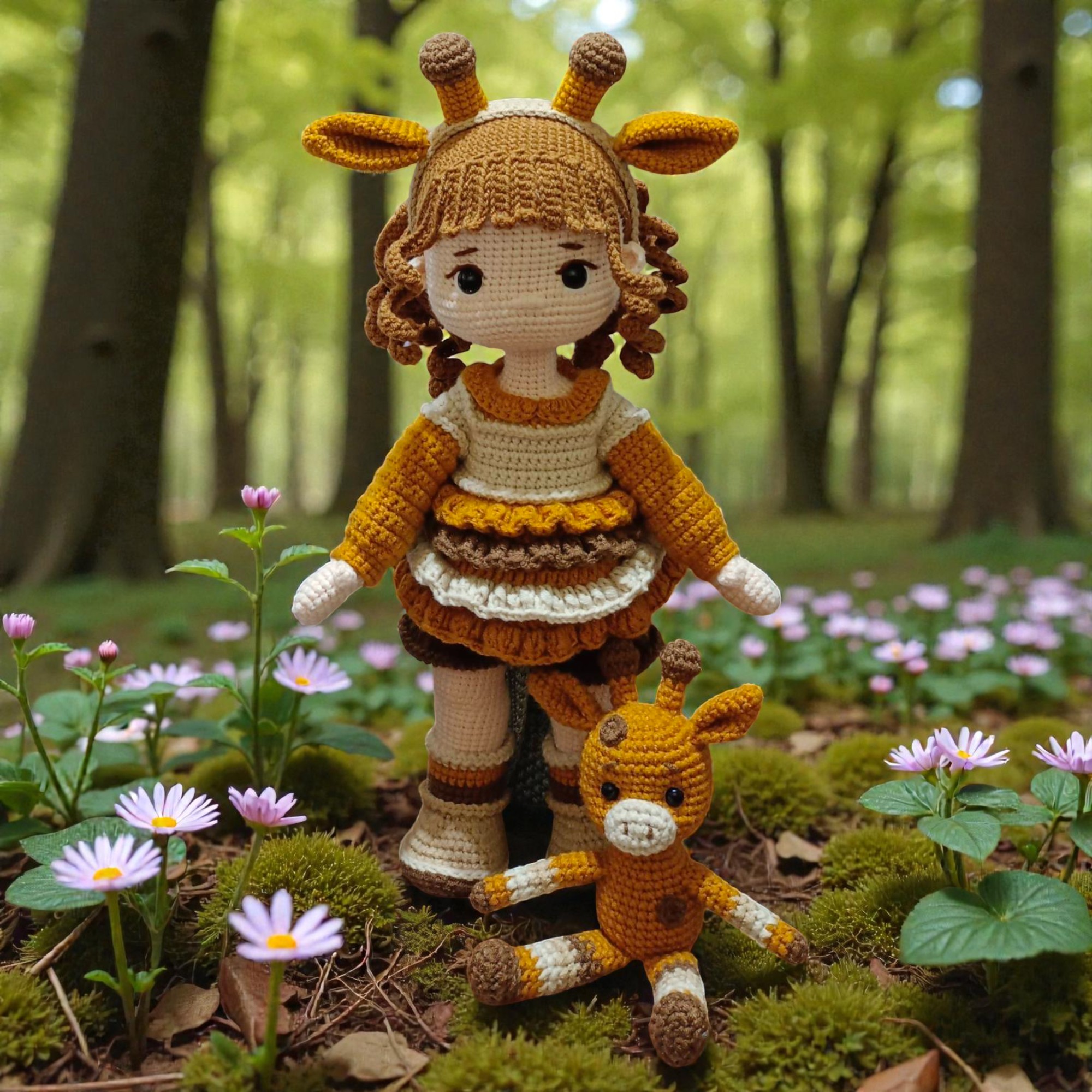 長頸鹿女孩(含小鹿手偶)-42公分